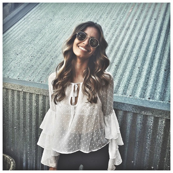 Other - adorable sheer flare chiffon beach cover up blouse